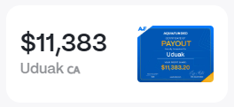 Uduak, CA: $11,383 payout