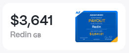 Redin, GB: $3,641 payout