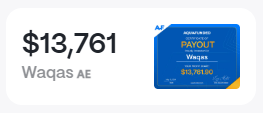 Waqas, AE: $13,761 payout